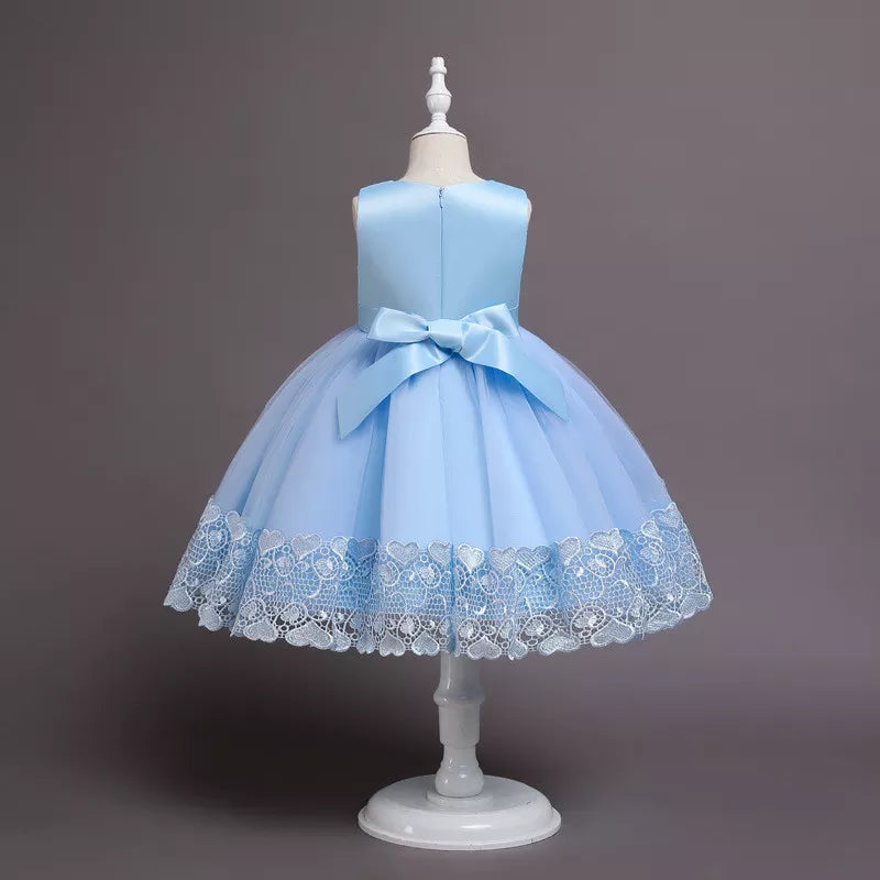 Wedding Gown Lace Tutu Princess Dress Floral Embroidery Girls Children Clothing Kids Party For Girl Clothes - Sellinashop