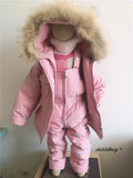 2pcs Set Children Winter Down Jacket and Jumpsuit for Baby Thicken Jacket for Girls Coat Warm Real Fur Collar Boys Snowsuit 0-4Y - Sellinashop