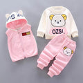 Baby Boys And Girls Clothing Set Tricken Fleece Children Hooded Outerwear Tops Pants 3PCS Outfits Kids Toddler Warm Costume Suit - Sellinashop