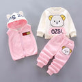 Baby Boys And Girls Clothing Set Tricken Fleece Children Hooded Outerwear Tops Pants 3PCS Outfits Kids Toddler Warm Costume Suit - Sellinashop