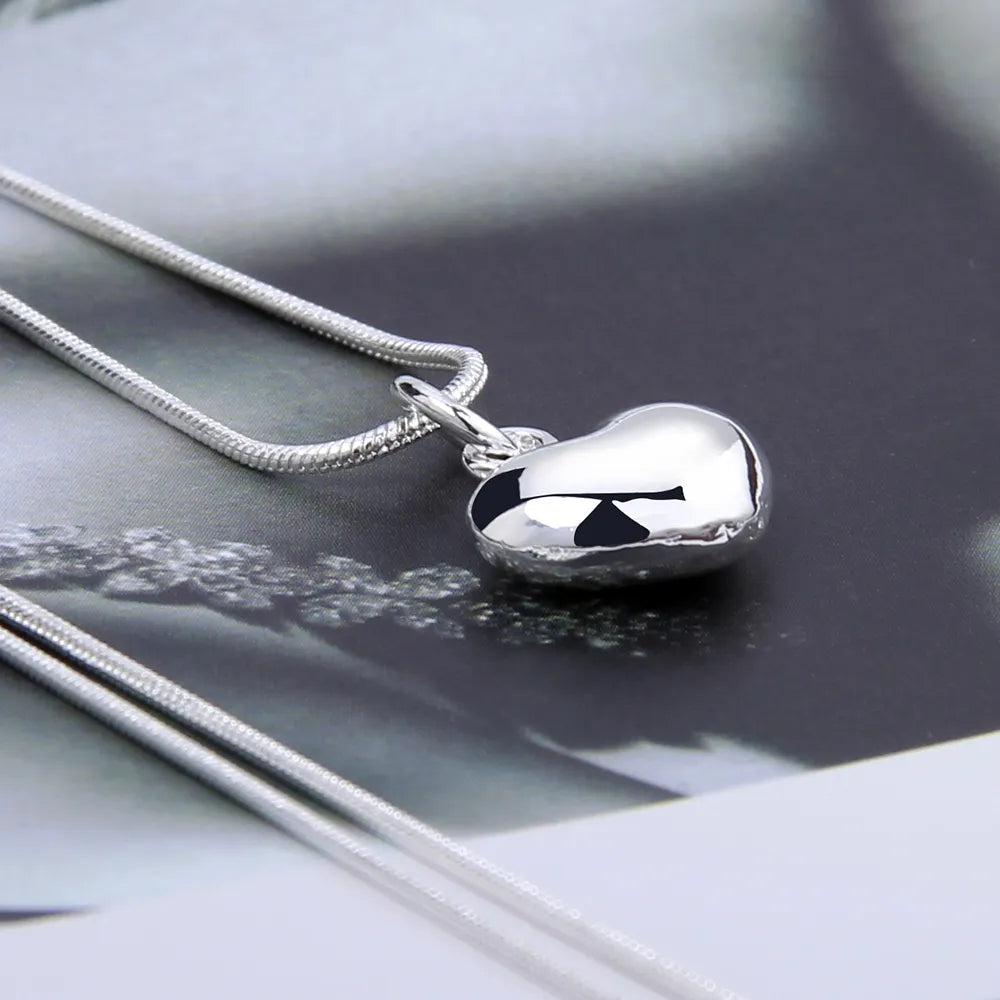 925 Sterling Silver Solid Small Heart Pendant Necklace 16-30 Inch Snake Chain For Women Wedding Charm Fashion Jewelry - Sellinashop