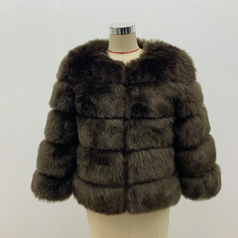 Women Coats Autumn Winter New Fashion Pink Faux Fur Coat Elegant Thick Warm Outerwear Fake Fur Woman Jackets - Sellinashop