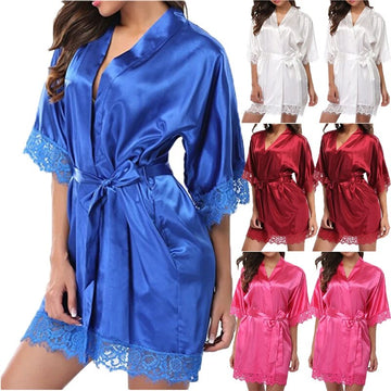 Sexy Lace Lingerie Women's Sleepwear Lace Robe Nightwear G-string Dress Babydolls Erotic Transparent Collar Chemises - Sellinashop