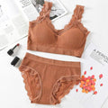 Sexy Lace Lingerie Set Padded Bra Set Without Steel Ring Solid Women's Underwear Brassiere Comfortable Fitness Crop Top - Sellinashop