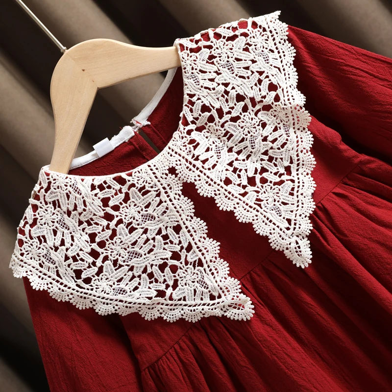 Spring baby girl clothes lace long sleeve dress costume for toddler girl baby birthday kids clothing straight long dresses dress - Sellinashop