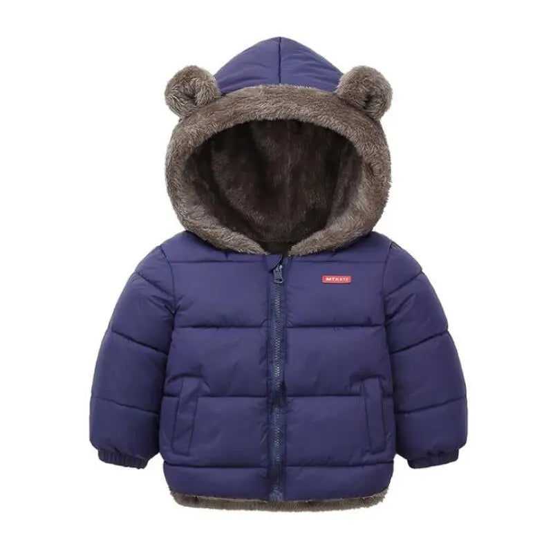 Children Coat 2023 Autumn Winter Thicken Jacket Boys Girls Solid Color Hooded Jackets Kids Parka Outerwear 2-6 Years - Sellinashop