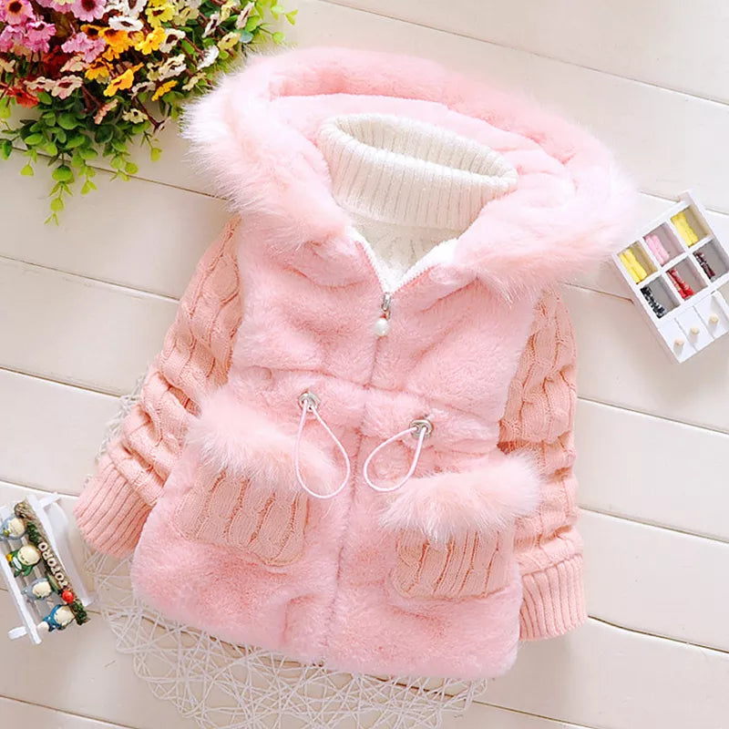 Plush Baby Jacket Thicken Warm Winter Jackets For Girls Sweater Coat Fashion Infant Hooded Outwear 1-4 Year Toddler Girl Clothes - Sellinashop