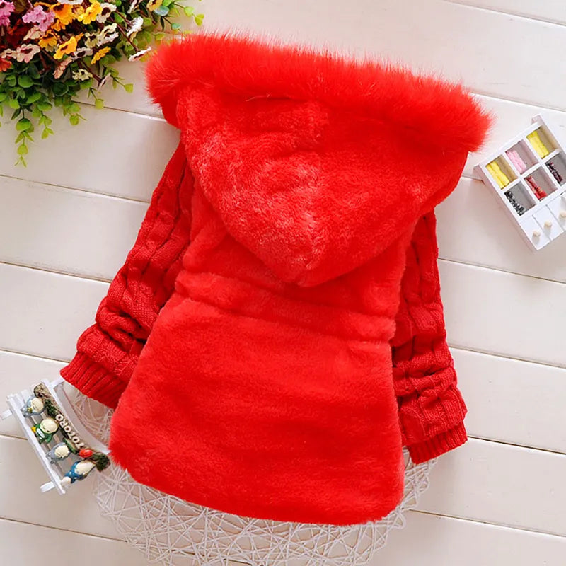 Plush Baby Jacket Thicken Warm Winter Jackets For Girls Sweater Coat Fashion Infant Hooded Outwear 1-4 Year Toddler Girl Clothes - Sellinashop