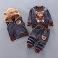 Baby Boys And Girls Clothing Set Tricken Fleece Children Hooded Outerwear Tops Pants 3PCS Outfits Kids Toddler Warm Costume Suit - Sellinashop