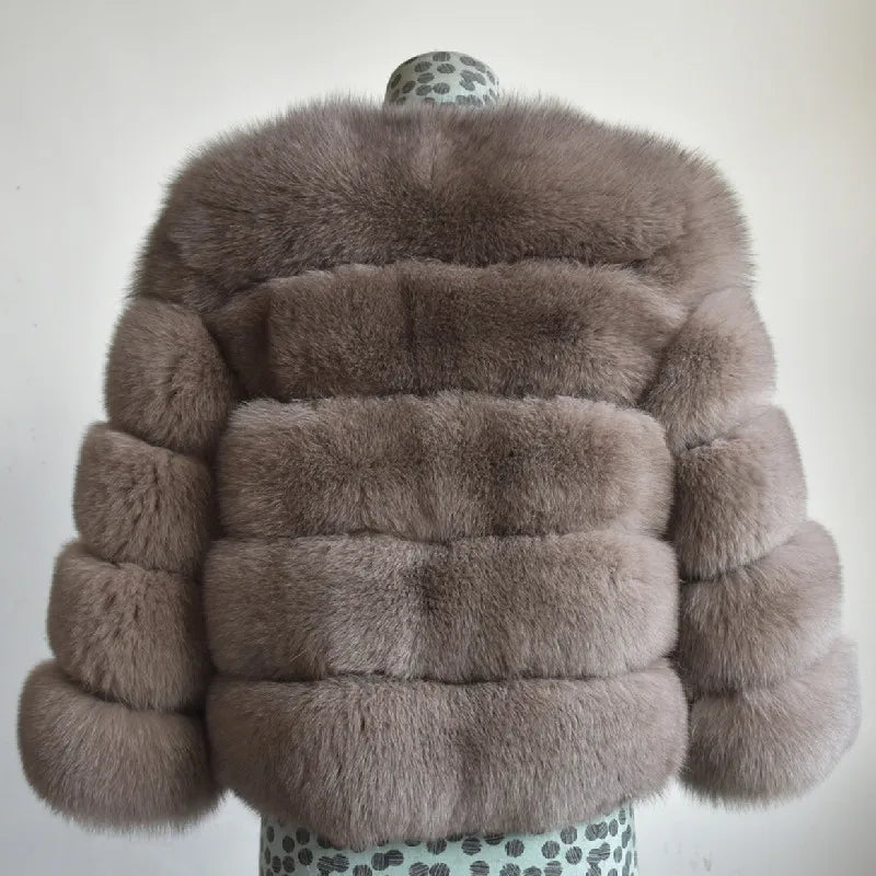 Natural 50CM Real Fox Fur Coat Women Winter Vest Jacket Fashion Outwear Real Fox Fur Vest Coat - Sellinashop