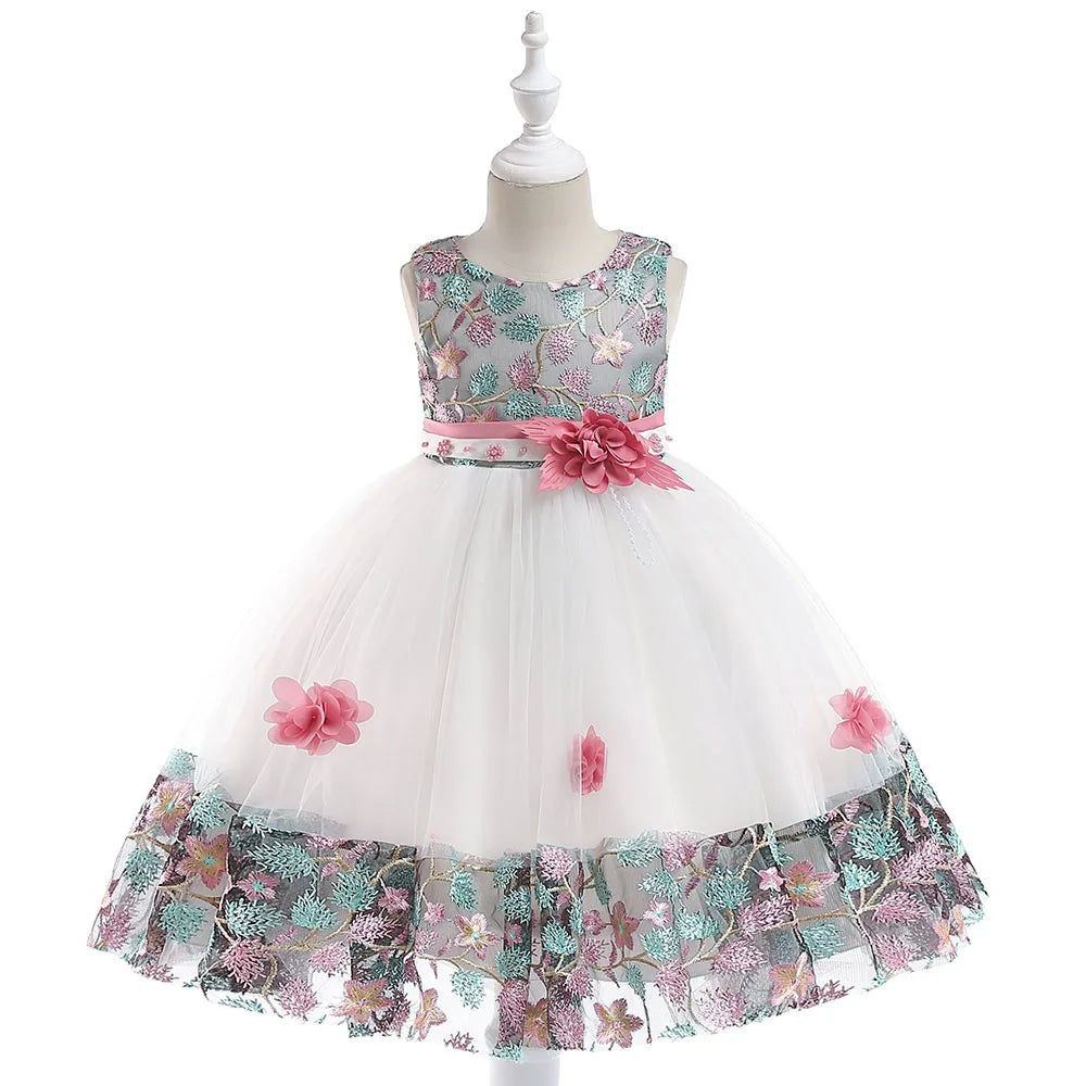 Summer Kids Girl Dress Embroidery Flower Girls Birthday Party Dresses Children Princess Prom Costums Formal Clothes 3 8 Years - Sellinashop