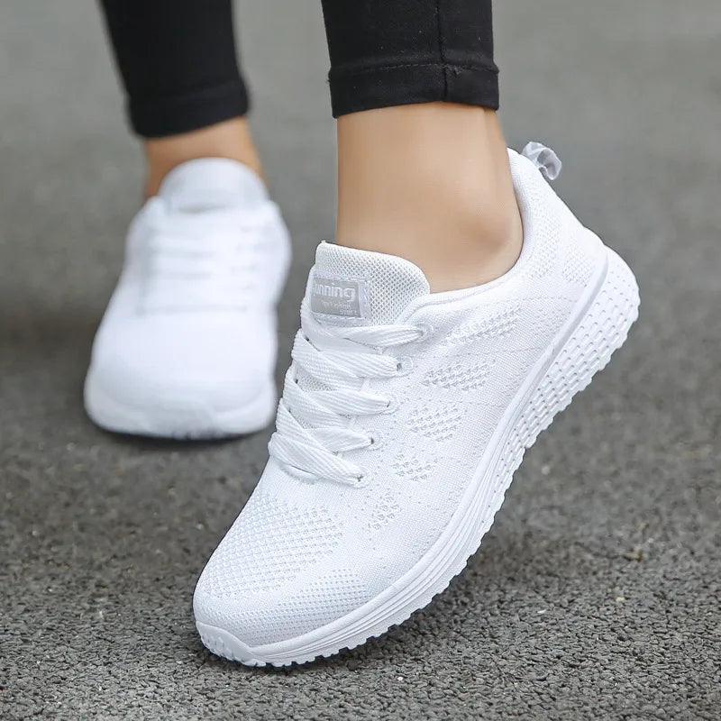 Women Casual Shoes Fashion Breathable Walking Mesh Flat Shoes Woman White Sneakers Women 2022 - Sellinashop