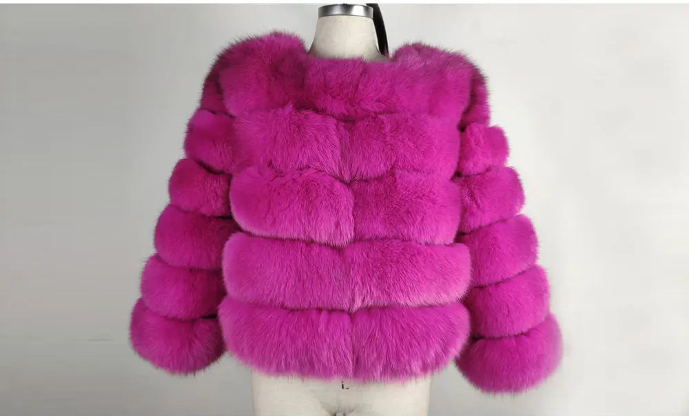 Winter Women Warm Luxury Fake Fox Fur Coat Short Winter Fur Jacket Outerwear Natural Blue Fox Fur Jacket Outerwear - Sellinashop