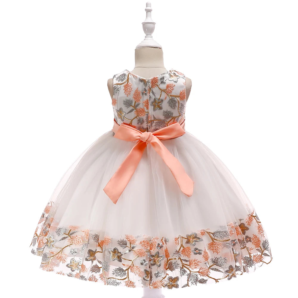 Summer Kids Girl Dress Embroidery Flower Girls Birthday Party Dresses Children Princess Prom Costums Formal Clothes 3 8 Years - Sellinashop