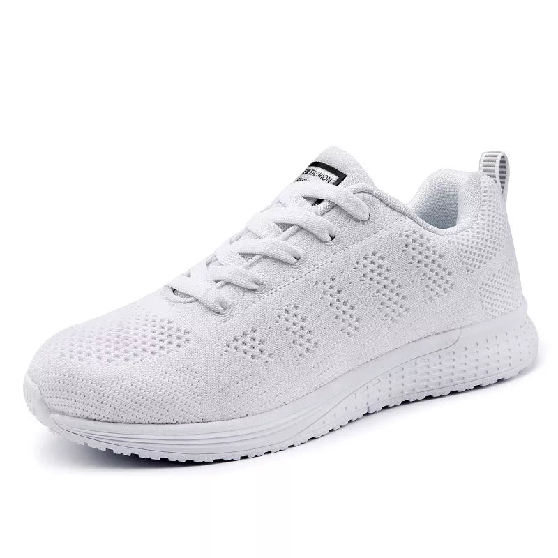 Women Casual Shoes Fashion Breathable Walking Mesh Lace Up Flat Shoes Sneakers Women 2022 Tenis Feminino White Vulcanized Shoes - Sellinashop