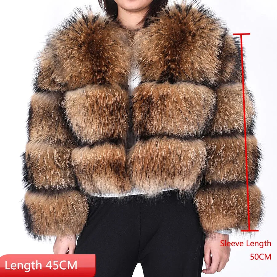 Super Hot Women Luxury Thick Real Fur Coat