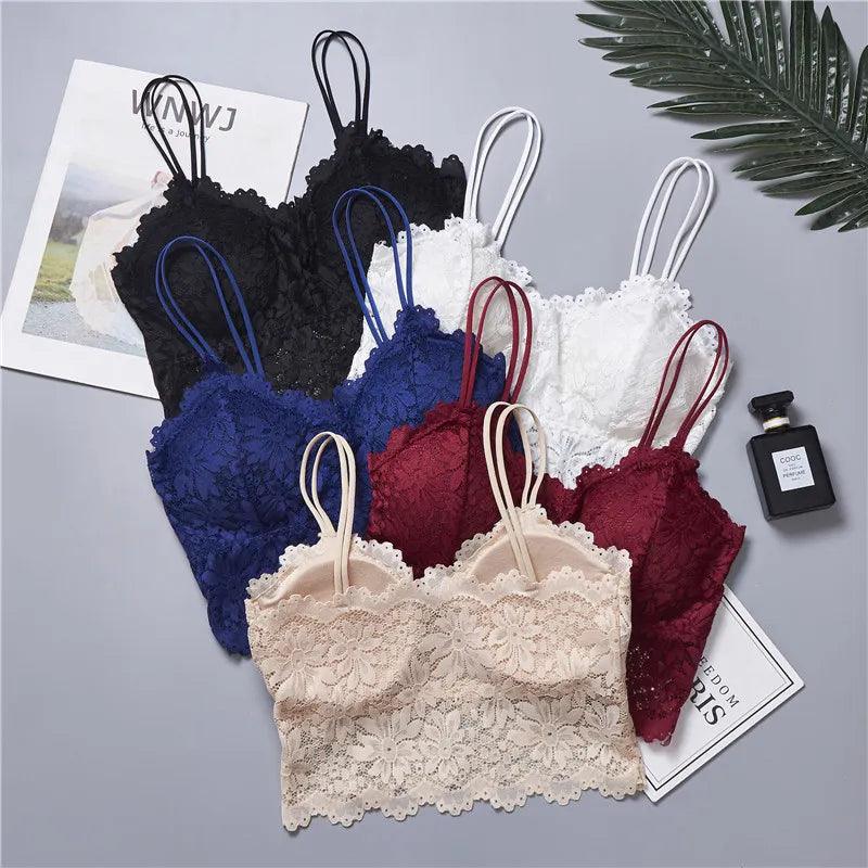 New Arrivals Women Push Up Wireless Sexy Lace Bra Crop Top Elastic Bralette Underwear Lingerie Full Cup - Sellinashop