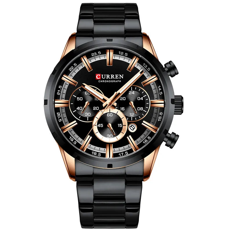 Men Watch Top Brand Luxury Sports Quartz Mens Watches Full Steel Waterproof Chronograph Wristwatch Men - Sellinashop