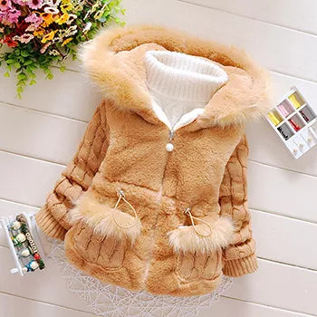 Plush Baby Jacket Thicken Warm Winter Jackets For Girls Sweater Coat Fashion Infant Hooded Outwear 1-4 Year Toddler Girl Clothes - Sellinashop