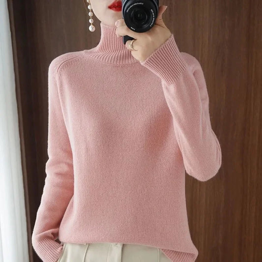 Women's Sweater Turtleneck Pullover Slim Solid High-quality