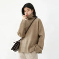 Women's Sweater Loose Turtleneck Sweaters Warm Solid Pullover Knitwear Basic Female Tops Autumn Winter - Sellinashop