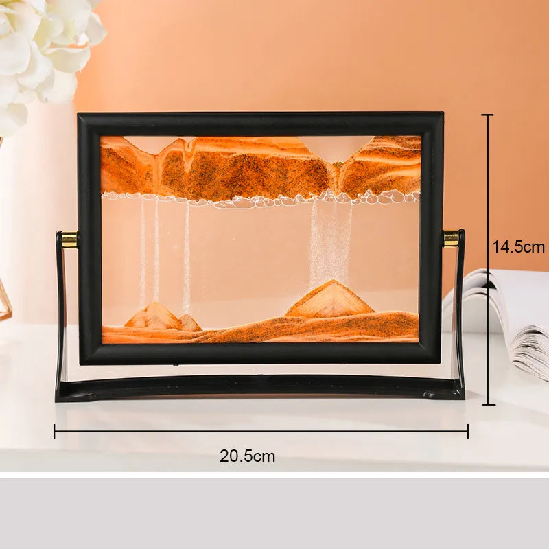 Rotatable Moving Sand Art Picture Square Glass 3D Sandscape in Motion Hourglass Creative Flowing Sand Home Decor Gifts - Sellinashop