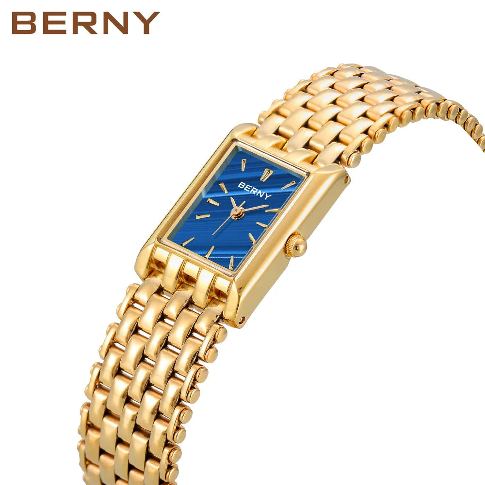 Luxury Women Quartz Watch Golden Female Clock Stainless Steel Gold Women Rectangle Fashion Waterproof - Sellinashop