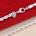 16-24 inch for women men Beautiful fashion 925 Sterling Silver charm 4MM Rope Chain Necklace fit pendant high quality jewelry - Sellinashop
