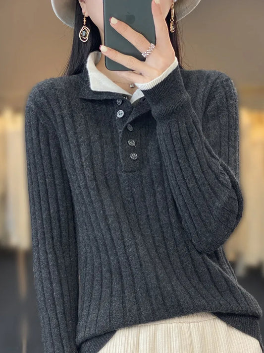 High Quality Women Collar Pullover Sweater Cashmere