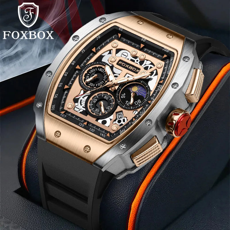 Men Watch Foxbox Brand Luxury Waterproof Quartz Wristwatch For Men Date Sport Silicone Clock Male Watches - Sellinashop