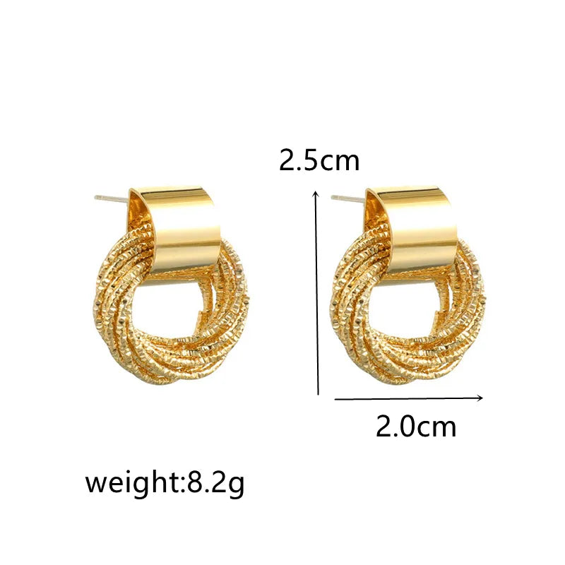Retro Metal Gold Color Multiple Small Circle Stud Earrings for Women , Jewelry Fashion Wedding Party Earrings Jewelry Gift - Sellinashop