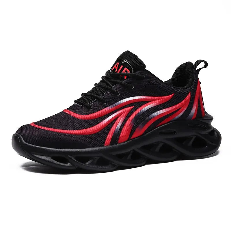 Fashion Running Shoes Men Flame Printed Sneakers Knit Athletic Sports Blade Cushioning Jogging Trainers Lightweight - Sellinashop