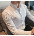 Plus Size 4XL-M High Elasticity Seamless Shirts Men Long Sleeve Top Quality Slim Casual Luxury Shirt Social Formal Dress Shirts - Sellinashop