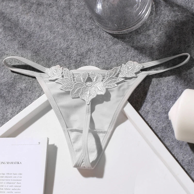 Floral Embroidered Sexy Briefs Low Waist G-String Seduction Thin Women Underwear Seamless Sexy Hollow Out Panties Thong Lingerie - Sellinashop