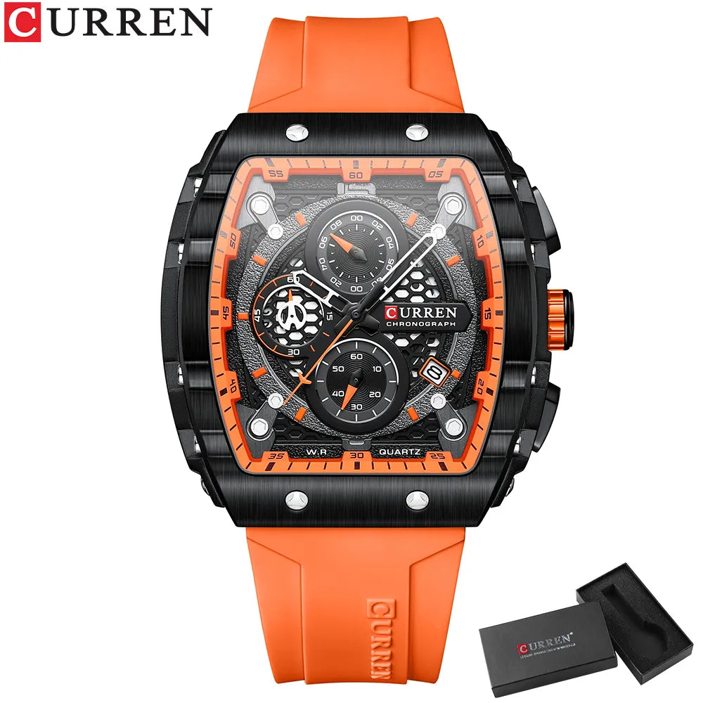 Top Brand Men's Watches Luxury Square Quartz Wristwatch Waterproof Luminous Chronograph Watch for Men Date Clock - Sellinashop