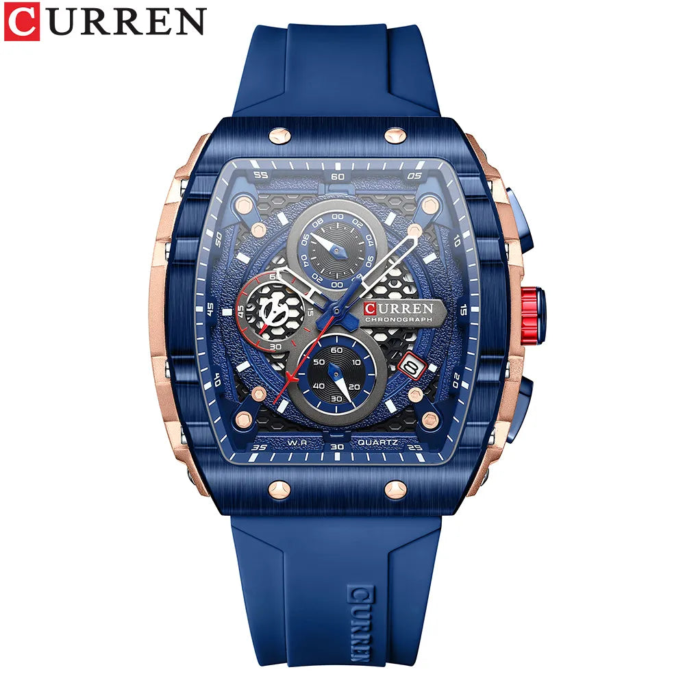 Top Brand Men's Watches Luxury Square Quartz Wristwatch Waterproof Luminous Chronograph Watch for Men Date Clock - Sellinashop