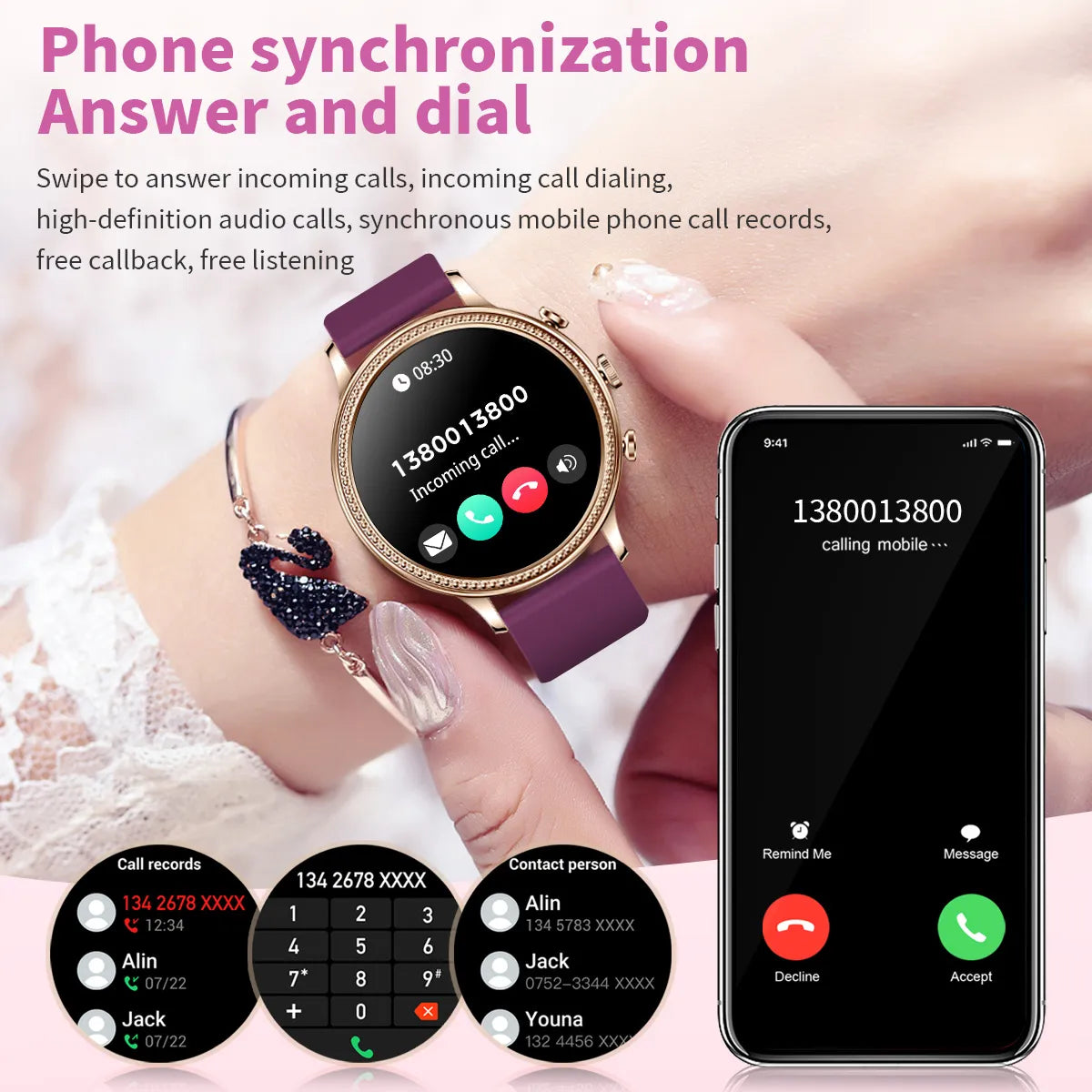 Luxury Smart Watches For Women Bluetooth Call Connected Phone Women Watch Health Monitor Sports Smartwatch 2023 Women Gift - Sellinashop