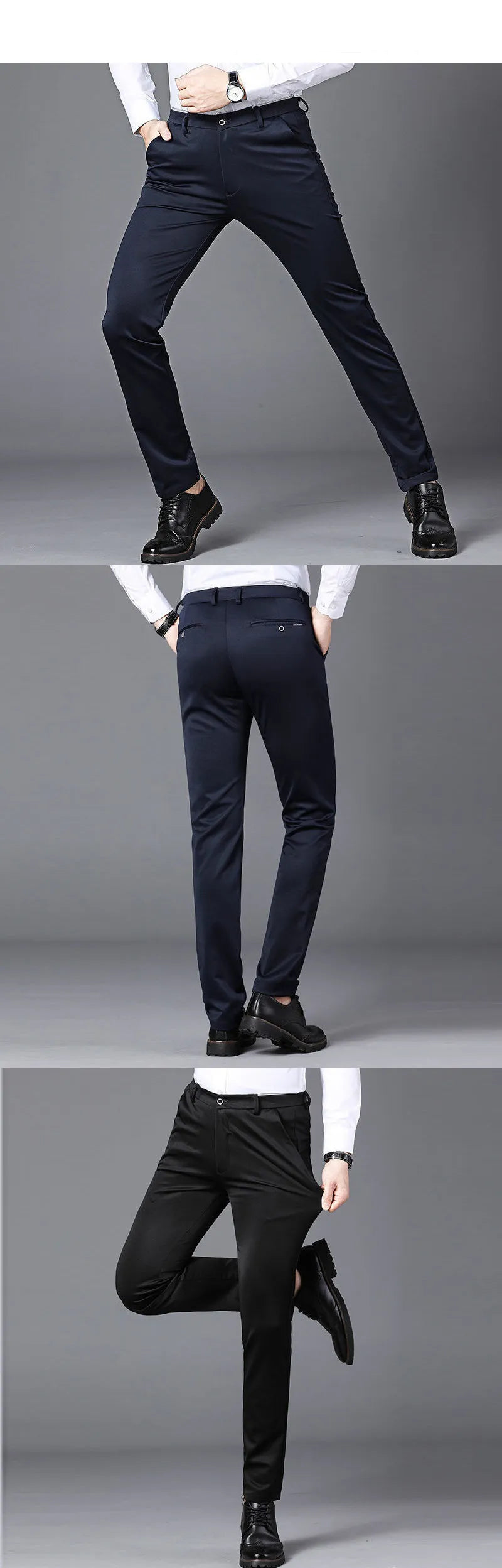 Men's Spring Autumn Fashion Business Casual Long Pants Suit Pants Male Elastic Straight Formal Trousers Plus Big Size 28-40 - Sellinashop