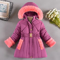 Warm Winter Girls Jacket Detachable Hat Plush Collar Hooded Padded Lining Coat For Kids Children - Sellinashop