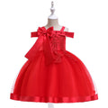3-10 Years Kids Christmas Party Dresses For Girls Appliques Flower Elegant Wedding Dress With Bow Children Birthday Prom Gown - Sellinashop