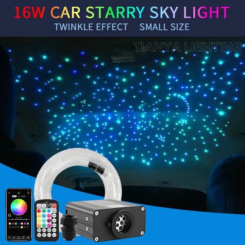 16W Twinkle Starry Sky Car Star Ceiling Light Fiber Optic Light Led Star Roof Interior Atmosphere Light Car Home Decor - Sellinashop