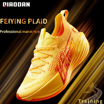 QIAODAN FEIYING Plaid Professional Running Shoes for Men 2023 New Carbon Plate Marathon Shock Absorption Sneakers BM23230290T - Sellinashop