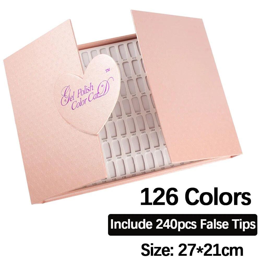 400/528/120 Colors Nail Gel Polish Display Chart Nail Polish Color Card Acrylic Cover Showing Shelf Holder with False Tips - Sellinashop
