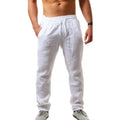 Men's New Fashion Casual Sport Pants Elastic Waist Cotton and Linen Solid Color Trousers - Sellinashop