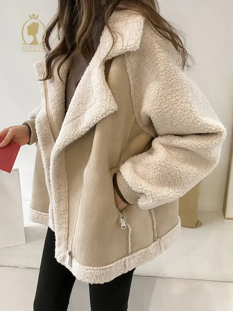 Autumn Winter Women's Coats . Casual Loose Patchwork Outerwear . Jacket Women