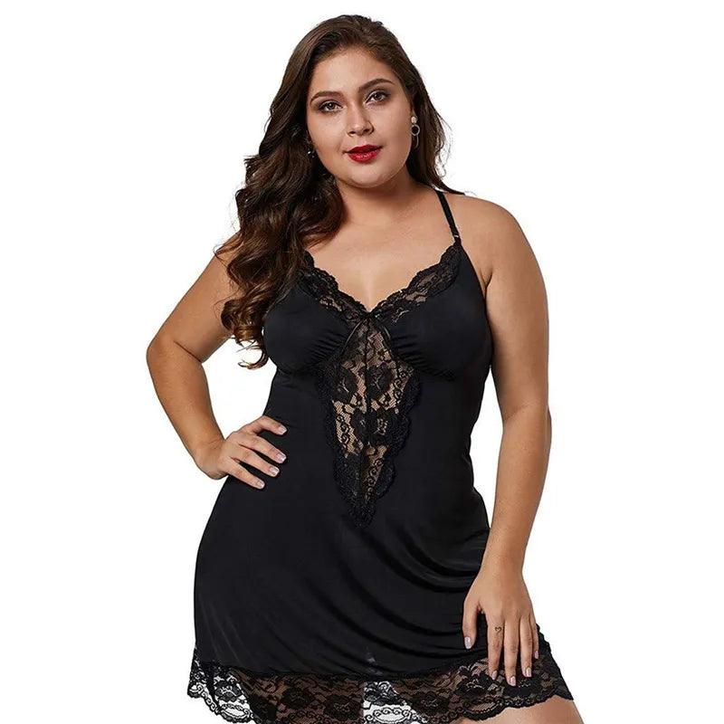 Women Spaghetti Straps Nightgowns Lace Sexy Sleep dress Plus Size Nightdress Satin Lingerie Sets Women's Pajamas Home Clothes - Sellinashop