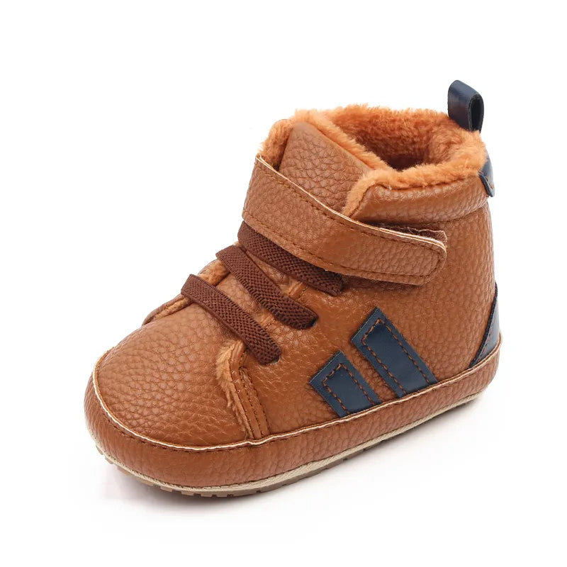 Baby Winter and Autumn Toddler Infant First Walking Shoes Ankle-covered TPR Sole Anti-slip Soft PU New Arrival 11cm12cm13cm - Sellinashop