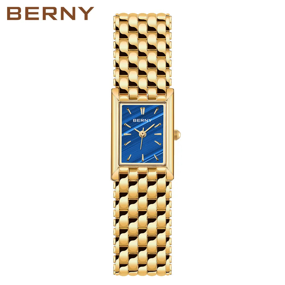Luxury Women Quartz Watch Golden Female Clock Stainless Steel Gold Women Rectangle Fashion Waterproof - Sellinashop