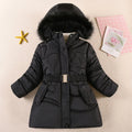 Warm Winter Girls Jacket Detachable Hat Plush Collar Hooded Padded Lining Coat For Kids Children - Sellinashop