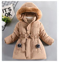 Warm Winter Girls Jacket Detachable Hat Plush Collar Hooded Padded Lining Coat For Kids Children - Sellinashop